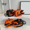 Halloween Trick or Treat Bag Cute Pumpkin Crossbody Bag, Waterproof Purse Lightweight with Adjustable Strap for Women Kids Pouch
