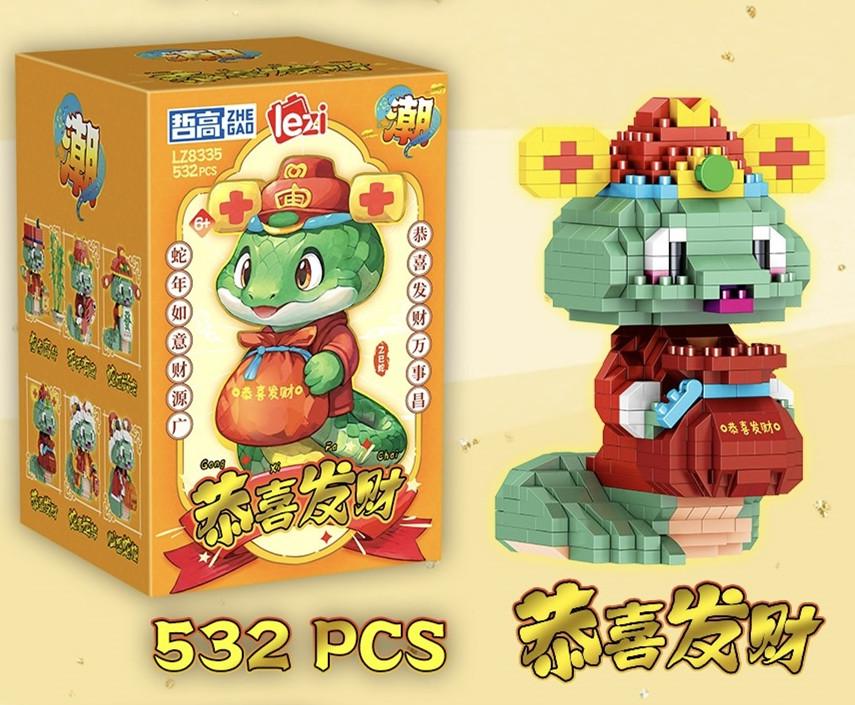 Magic Mini Blocks  China New Year Snake Diy Building Bricks Toys Adult Gifts Festival Holiday Present Zhegao