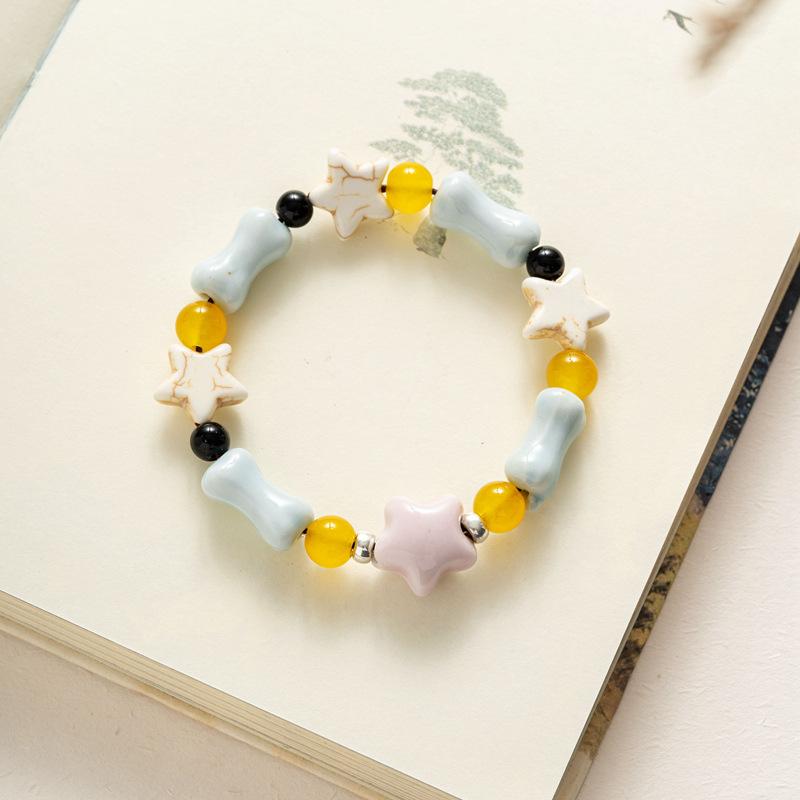 Керамический браслет ювелирные изделия модный цветочный глазурь бисерный браслет многоцветный повседневный богемный браслет