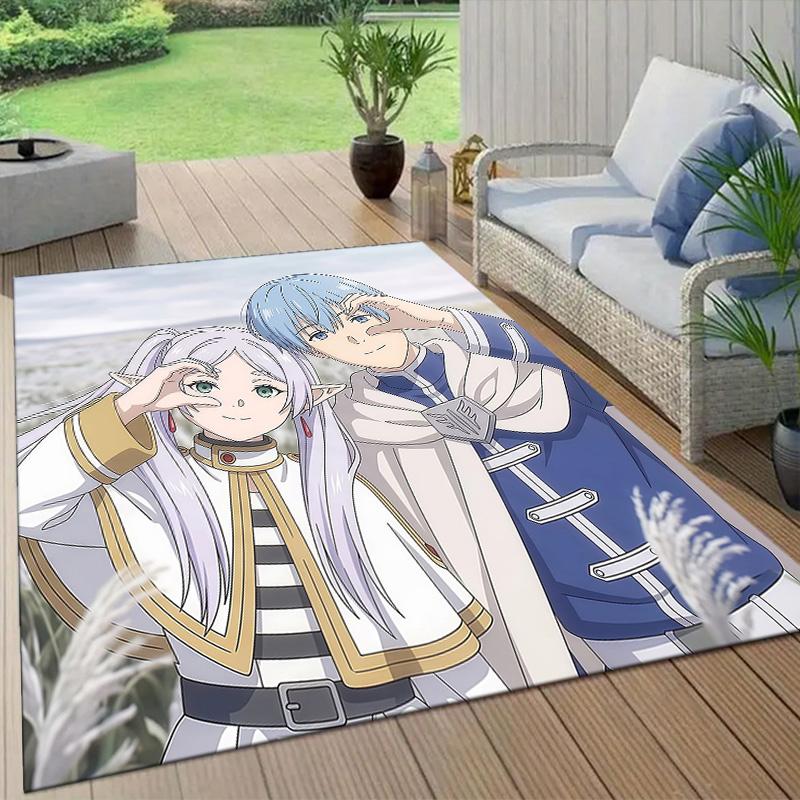 Frieren2 Flannel Pattern Square Carpet,Area Rug,Carpet Rug for Living Room Bedroom Sofa Playroom Decor,Non-slip Floor Mat