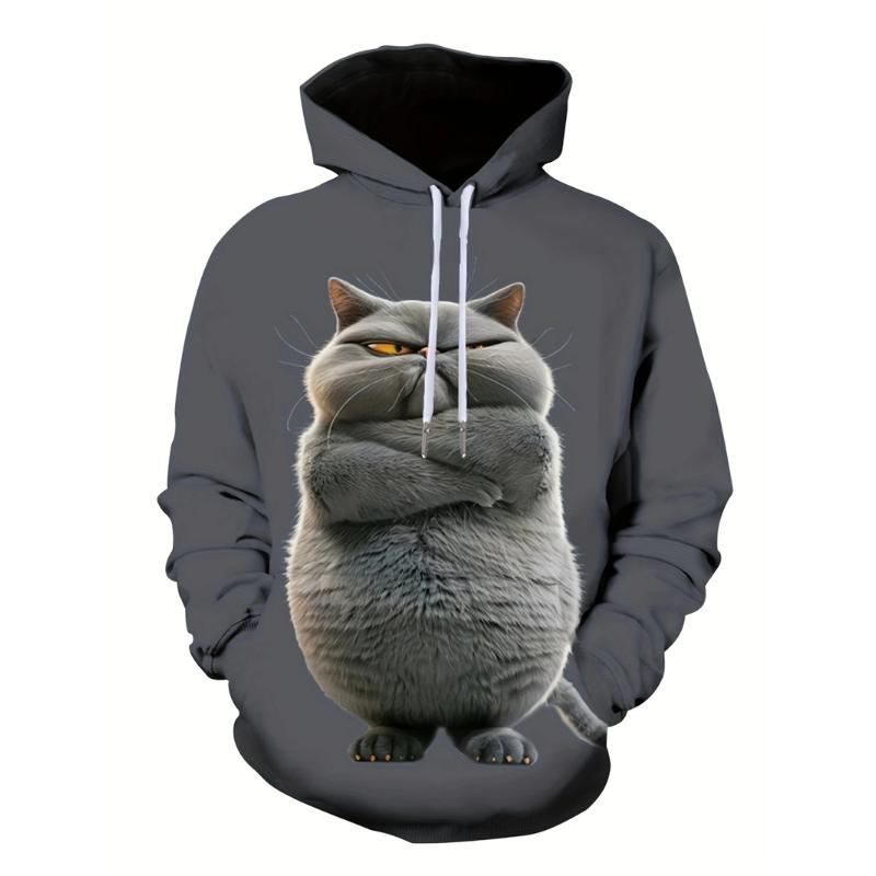 Sweat À Capuche Imprimé Chat Gras Drôle En 3D Pour Hommes Et Femmes, Sweat-shirt Décontracté À La Mode, Surdimensionné, Vêtements De Survêtement