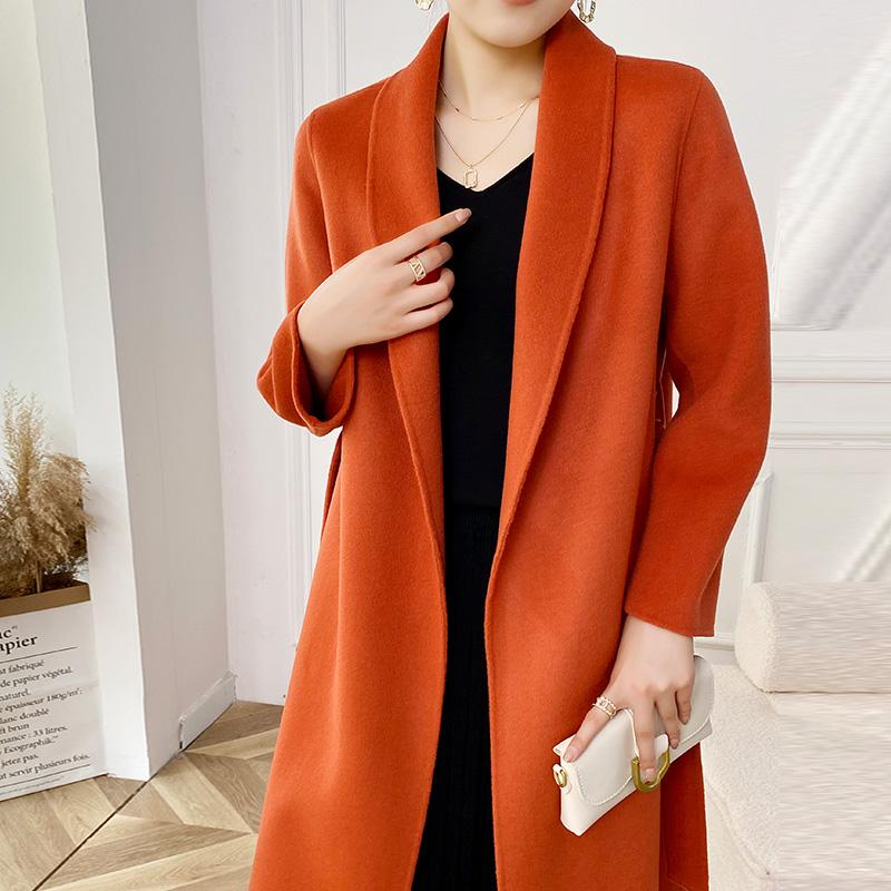 Женское пальто из 100% шерсти TIDENOVEL Осеннее шерстяное длинное пальто Ручной работы Пальто-бушлат Зимняя теплая шерстяная длинная куртка Пальто