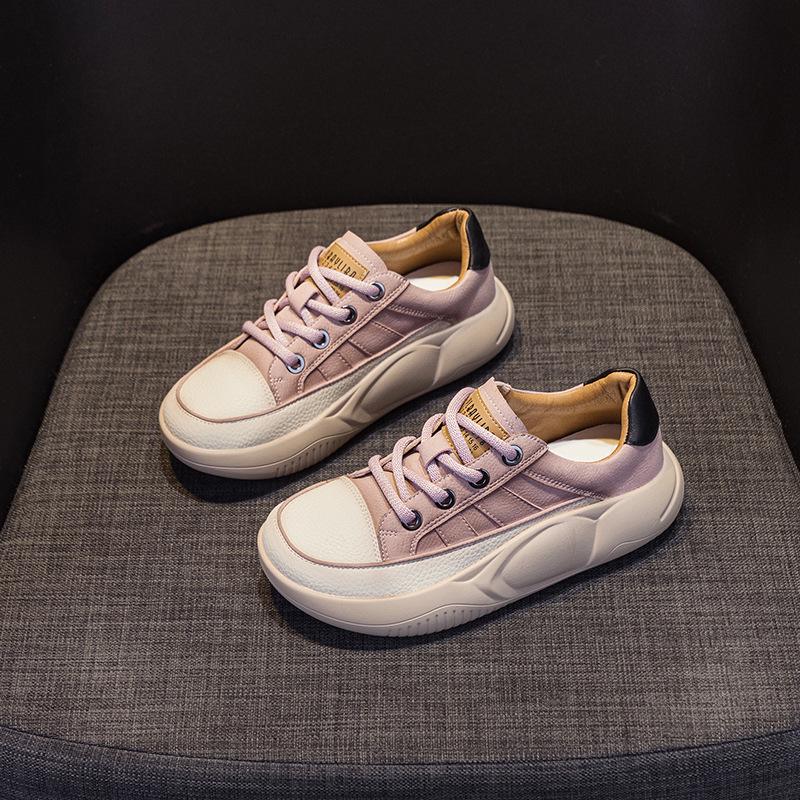 Летние новые ретро-кеды из кожи с мягкой подошвой 2025 года с увеличением высоты на 4 см