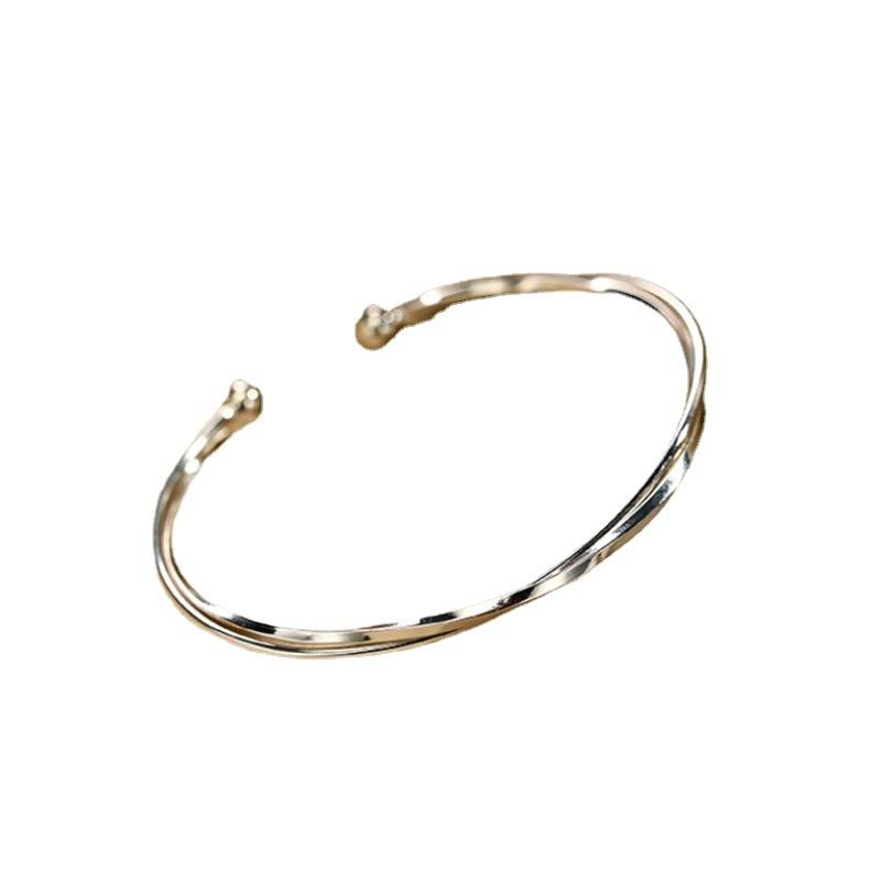 Открытый браслет с кольцом Мебиуса S999 из чистого серебра с гладким лицом и песчаником, простой и роскошный, универсальный серебряный браслет для ног для девочек