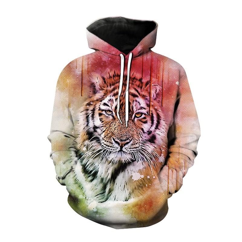 3D-принт Wise Tiger Graphic Hoodies For Men Long Sleeve Pullover Hooded Sweatshirts Men's Loose Oversize Sport Hoodies Tops