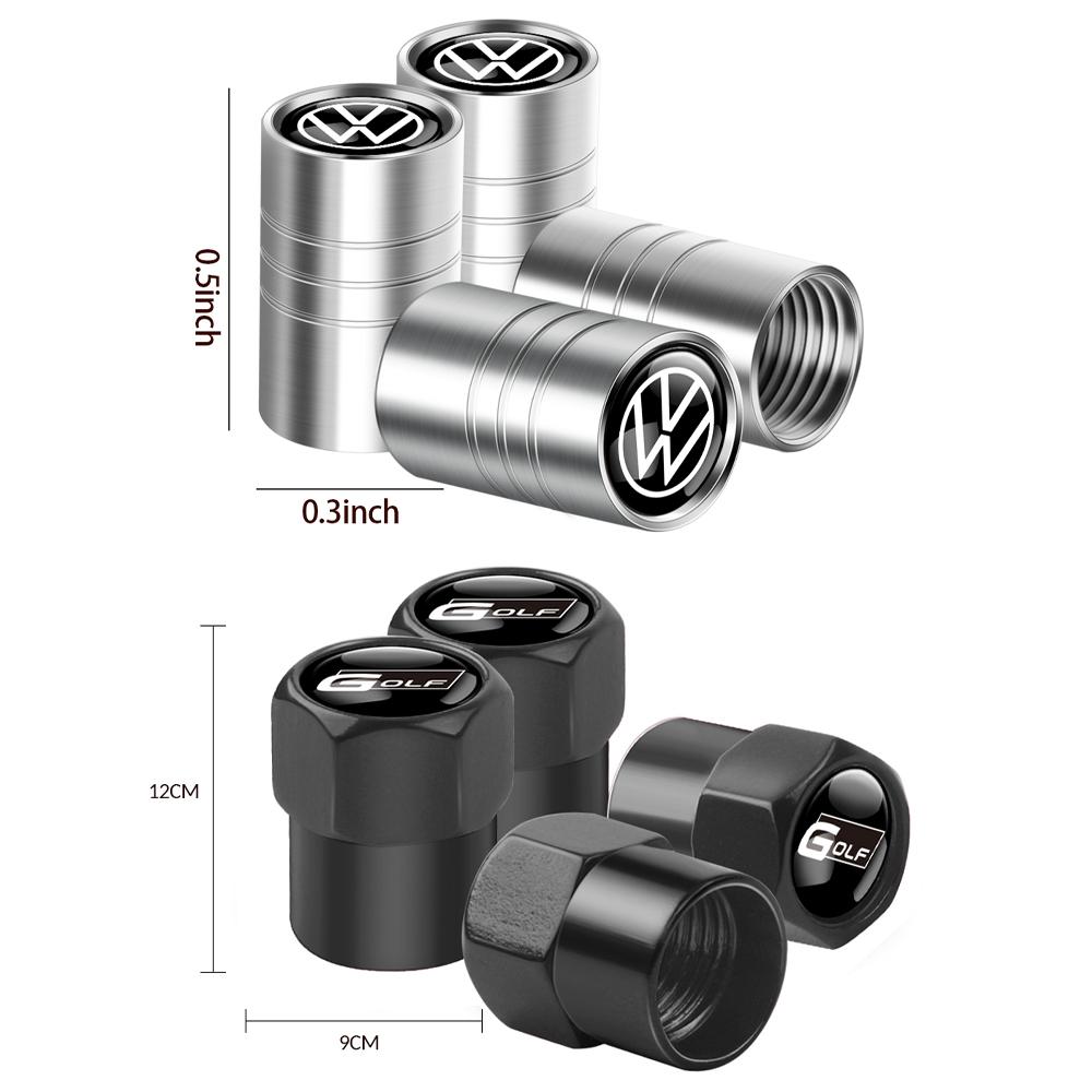 WHAQY1 4Pcs Metal Car Wheel Tire Valve Caps Cover Accessorie For Volkswagen GTI Golf 6 7 Polo VW R-Line CC Passat B6 Tiguan Tharu Jetta