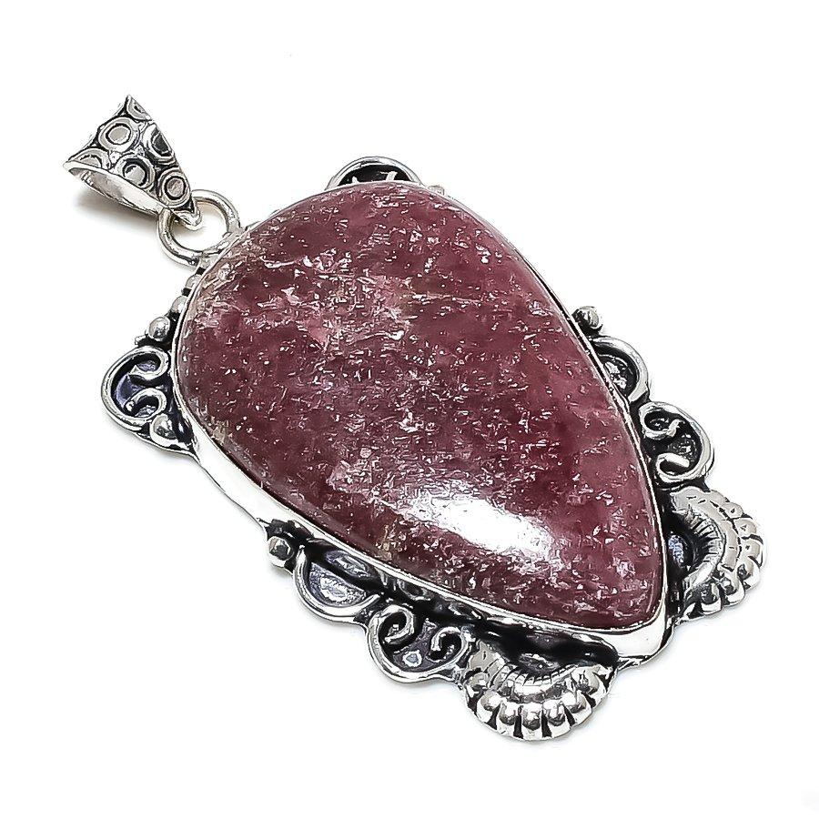 Подвеска из серебра 925 пробы с родонитом, ручная работа, 2,25 дюйма J9S25