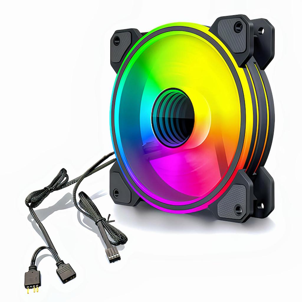 COOLMOON PC Case Fan Set of 5 120mm 4pin PWM LED ARGB 5v 3pin Fan Hub with Controller Remote Control Color Changeable Rotation Speed Changeable