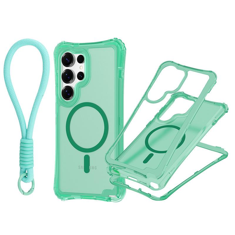 Магнитный чехол-накладка три-в-одном для мобильного телефона Samsung S25 ULTRA с ремешком, приятный на ощупь