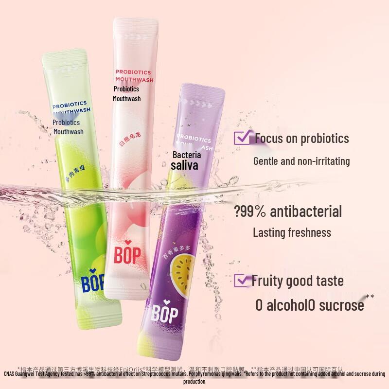 BOP Probiotic Fresh Breath Mouthwash Sticks, 15-Count