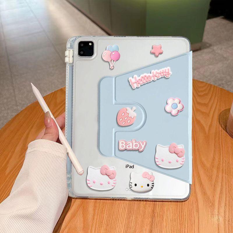 Милый умный чехол Hello Kitty для Xiaomi Pad 7 11,2 дюйма Mi Pad 6/6 Pro 11 дюймов 5 5 Pro 11 дюймов Акриловая вращающаяся подставка Обложка