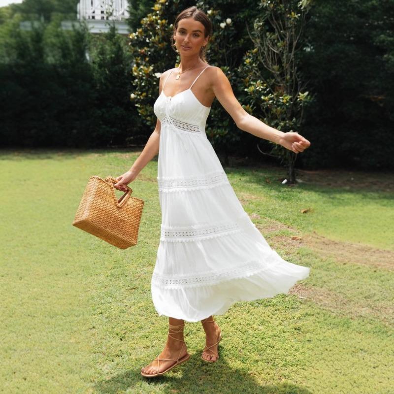 Женское летнее новое кружевное платье в стиле пэчворк с большим качелями