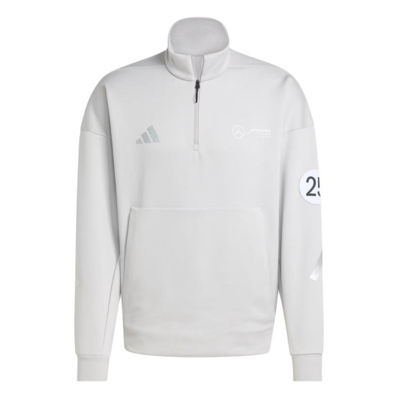 adidas X Mercedes - Amg Сотрудничество Спортивная одежда Команда Формулы-1 Petronas Silver Arrows Вязаный свитер на молнии до середины груди Теплый воротник-стойка Длинный рукав Толстовка JW3477