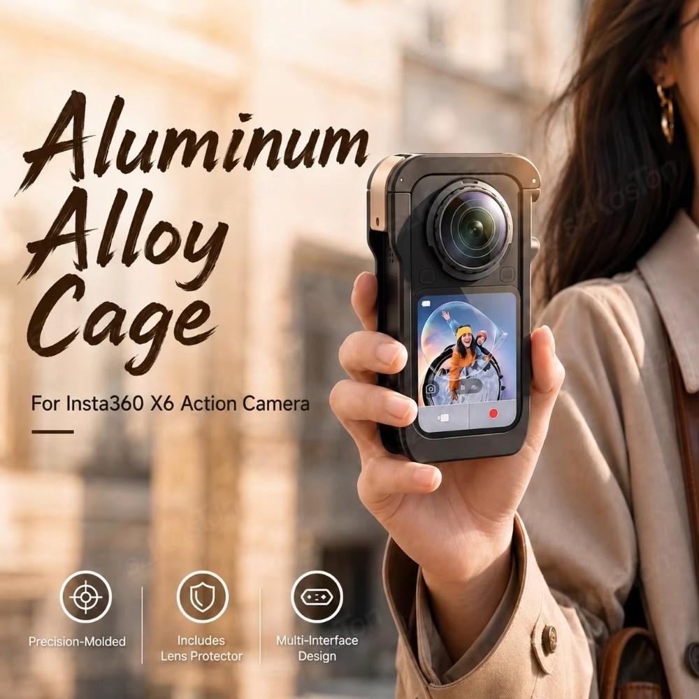 Quick Release Metal Frame Cage Housing Case for Insta360 X6 Action Camera Accessories