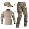 Tactical Camouflage Uniform Military Army Training Suits Airsoft Combat Shirt + Pants Hunting Clothes Paintball Sniper Clothing with Tactical Hat