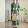Dimanaf 2025 Women Plus Size Spring Long Dress Long Sleeve V-Neck Casual Vintage Dress Basic Loose Dress Maxi