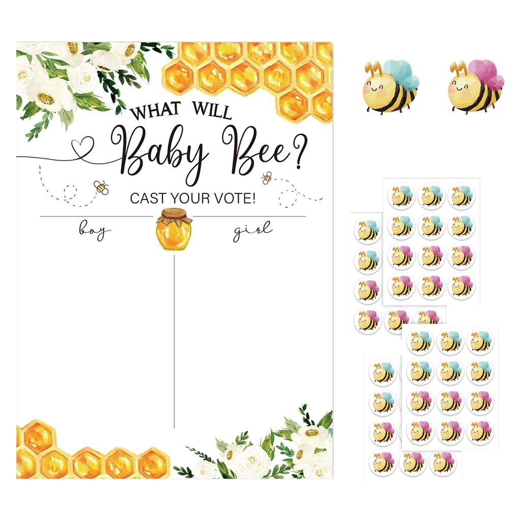 What Will Baby Bee Gender Reveal Voting Board Baby Shower Game Interactive Polling Sign with Bee Stickers for Party Activities and Celebration