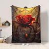 1pc Rose Spider Print Blanket - Lightweight Flannel Throw Blanket For Sofa, Bed, Living Room, Office, Outdoor Travel, Camping, Soft All-Season Throw
