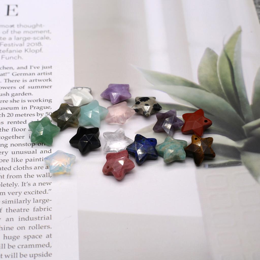 1 шт., кулон с кристаллами для исцеления Boho Reiki, подвески из натурального камня аметиста в виде пентаграммы для изготовления ювелирных изделий, рождественские подарки своими руками 15x15 мм
