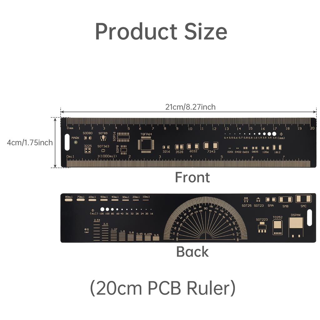 4pcs 15-30cm PCB Ruler Set Straight Edge Heavy Duty Electronic Technician Engineering Drafting Professional