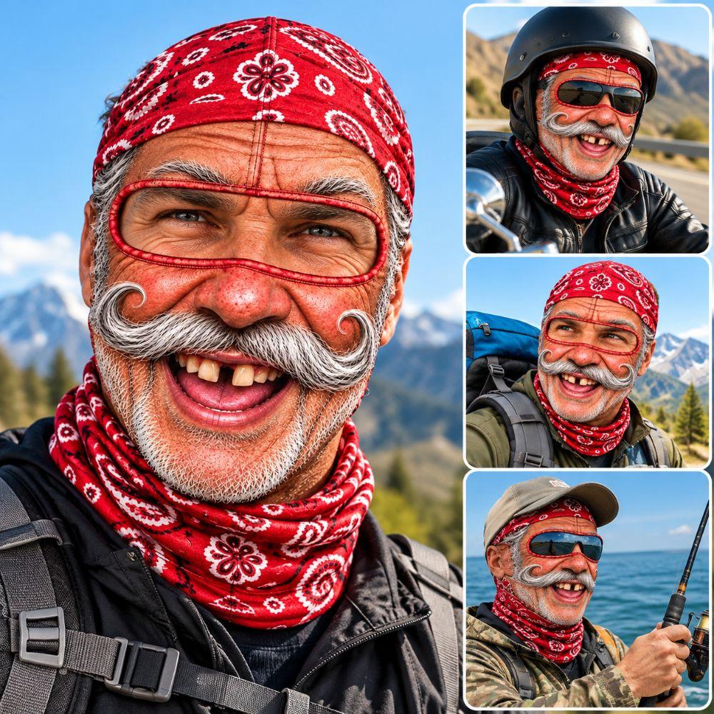 3D Face Printed Winter Mask Cover White Mustache Funny Ski Mask Outdoor/Cycling/Pranks/Party
