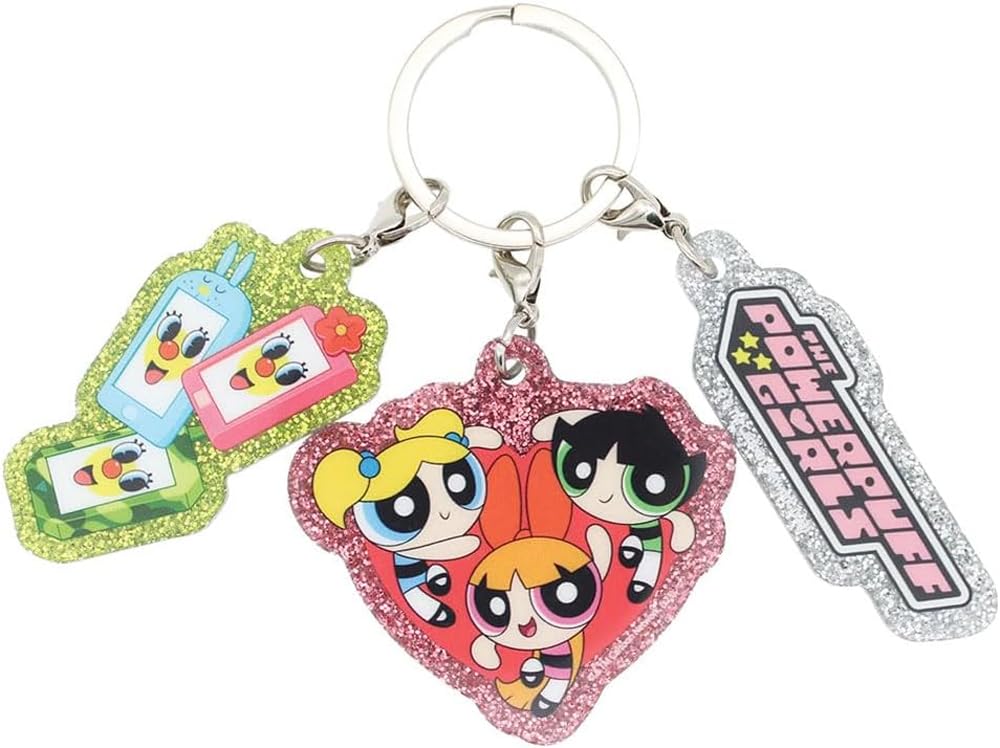 Tees Factory Powerpuff Girls 3-Charm Keychain, Mobile, H50 x W56 x D3mm, PW-5546357MO