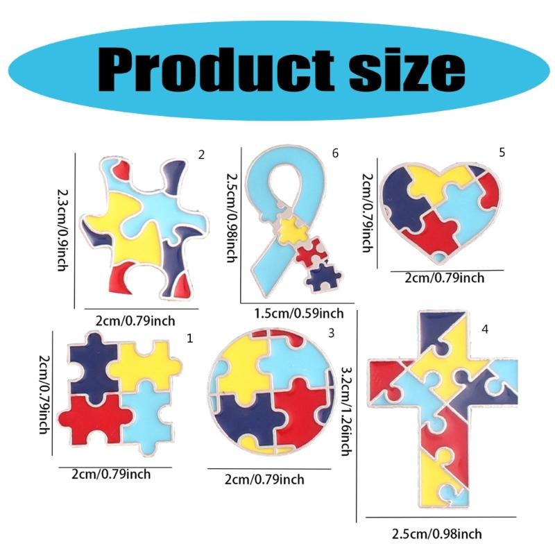 Эмалевые значки 'Пазл аутизма', Броши 'Пазл аутизма', Радужный эмалевый значок-булавка 'Пазл', Металлический значок-брошь для рюкзаков, сумок