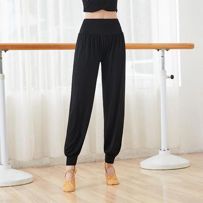 Женские черные модальные танцевальные брюки, свободный стиль гарем, моделирующие фигуру, идеально подходят для занятий в художественной школе и современной хореографией, 220 г.