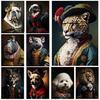 Modern Animal Fashion Noble Vintage Lion Tiger Dog Bear 5DDIY Diamond Painting Wall Art Picture Living Room Decoration