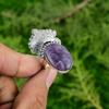 Sterling Silver Lepidolite Gemstone Wife Statement Stackable Bezel Ring Jewelry