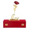 GIFT Red Rose Flower with Golden Leaf with Love Shape Stand and Luxury Gift