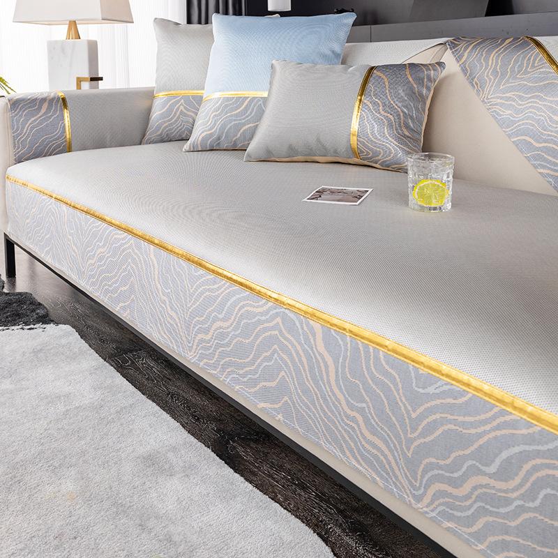 Летняя подушка для дивана из ледяного шелка, нескользящий коврик, подушка для сиденья, новый легкий роскошный простой кожаный чехол для дивана, тканевое полотенце