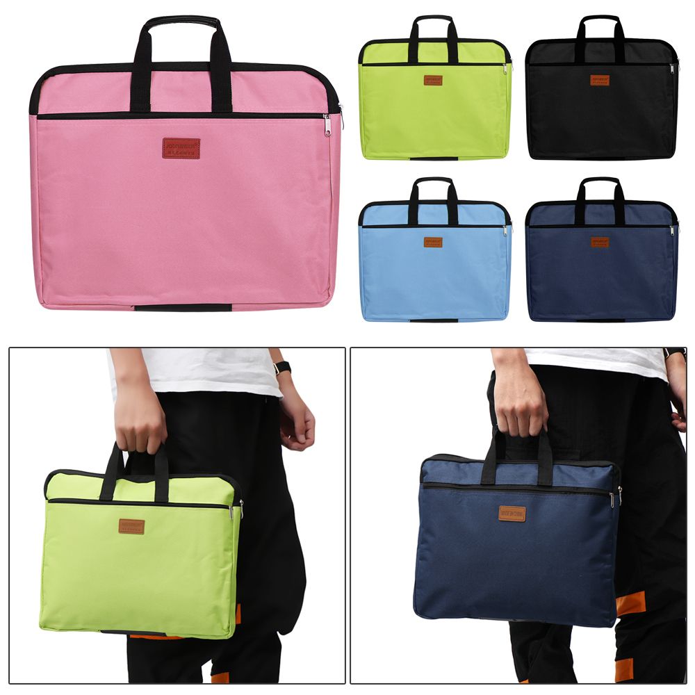 With Handle Canvas A4 Size Waterproof Big Capacity Files Bag File Folder Double Layers Handbag