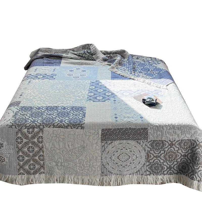 Четырехслойное хлопковое муслиновое покрывало Плед на диван Утолщенное полотенце Одеяло Односпальное Двуспальное Для обеденного перерыва Летнее Прохладное одеяло Чехол-плед для дивана Для взрослого