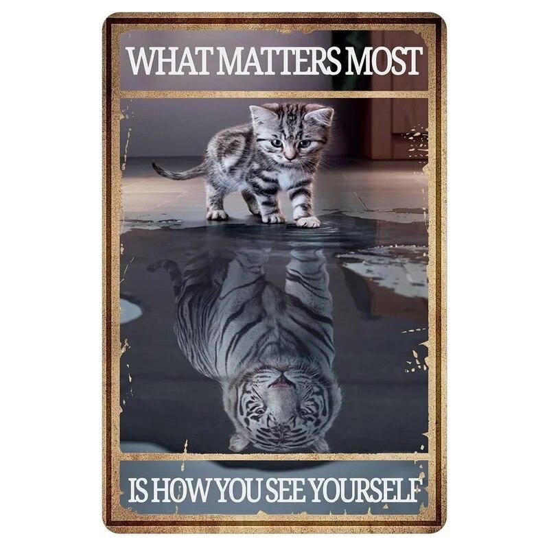 Retro Cat Coffee Metal Tin Sign Vintage Kitchen Signs Wall Decor Because Murder Is Wrong Funny Signs Bar Decorations Art Poster