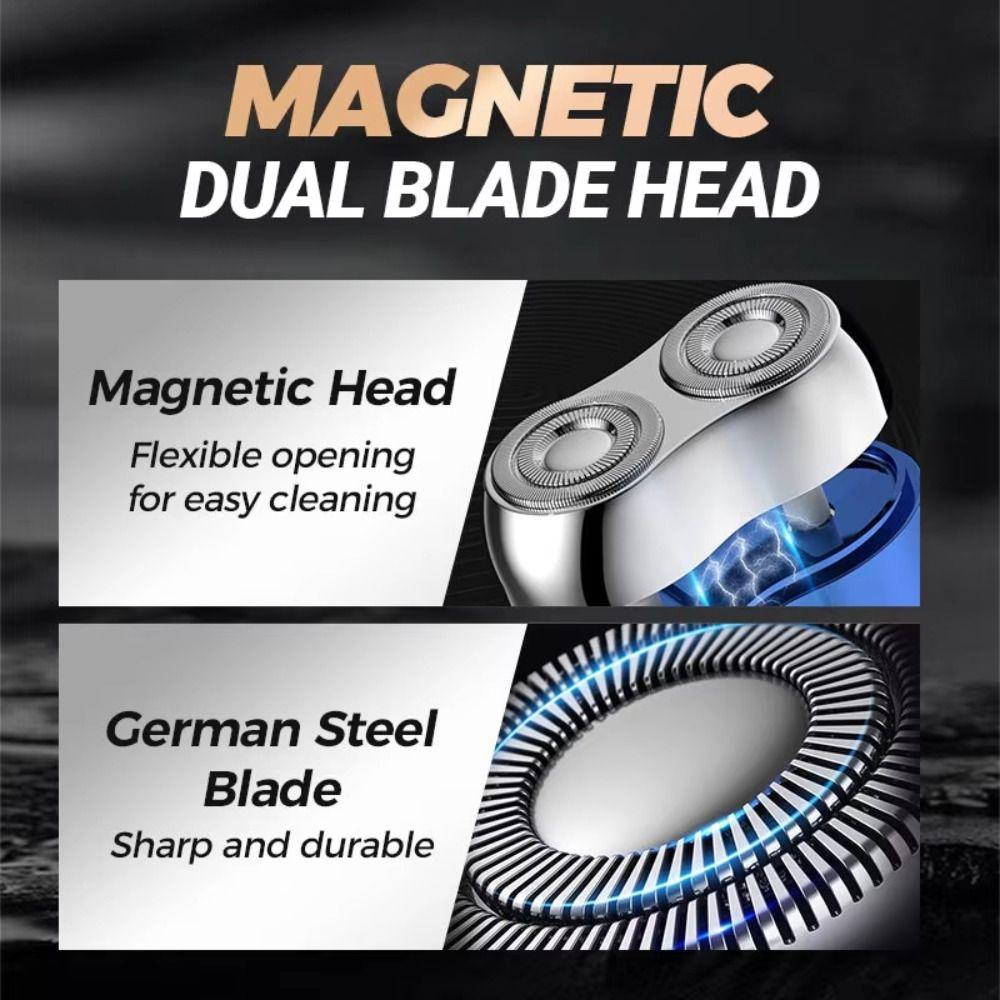 Double Head Electric Shaver Type-C Charging Men's Beard Trimmer Face Hair Remover Tool Travel Use