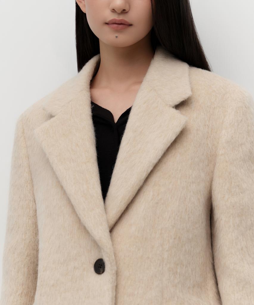 Musinsa Standard Woman Women'S Wool Blend Hairy Overshoulder Blazer Coat [Cream]