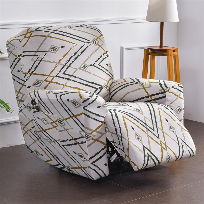 Geometric Recliner Sofa Cover Leopard Print Stretch Spandex Armchair Slipcovers Relax Lazy Boy Chair Covers Furniture Protector