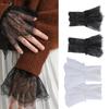 2Pairs Elegant Arm Sleeves With Lace Flower Elastic Wrist Cuffs Extension Faux Sleeves For Office Women Dress Enhancer