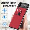 Lightweight Slim Folding Design Leather Case For Samsung Galaxy Z Flip3 Flip 3 5g With Ring Holder Protective Coque
