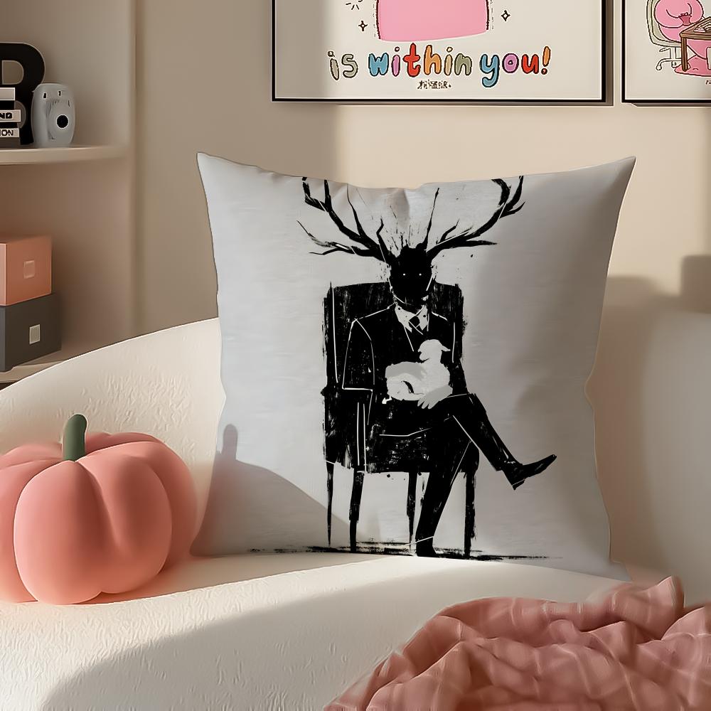 Dark Elegant TV Series HHannibal Cushion Cover Pillowcase Short Plush Invisible zipper Room Sofa Cushion Cover