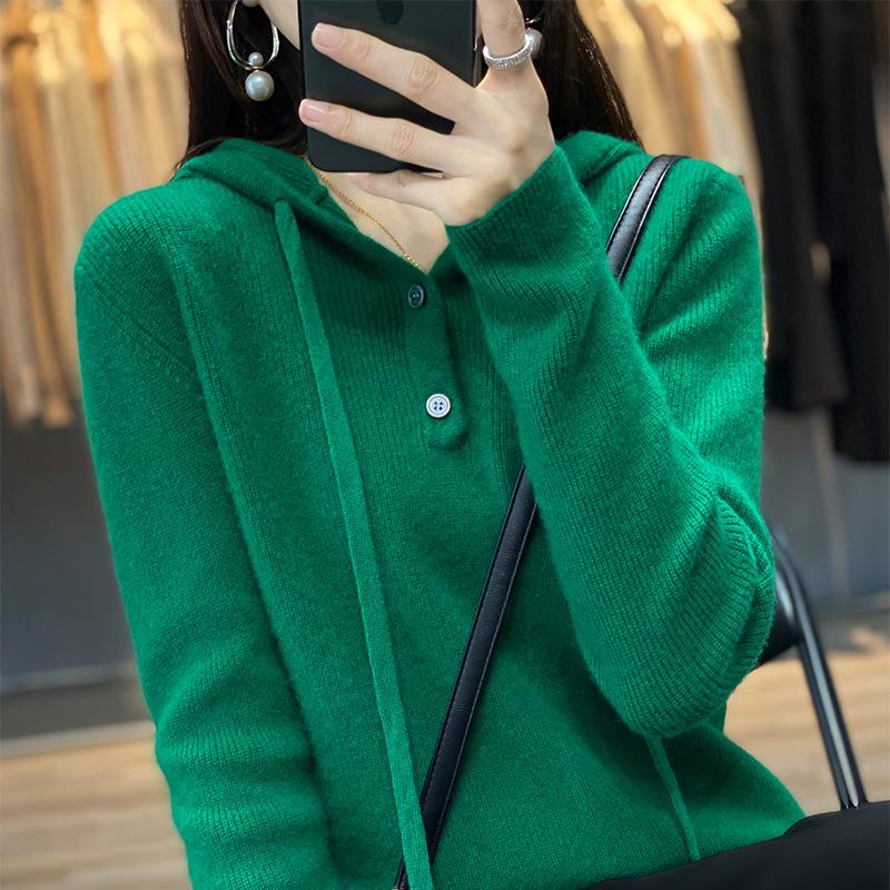 2024 Fall/Winter Women's Loose Fit Thick Hooded Sweater Top