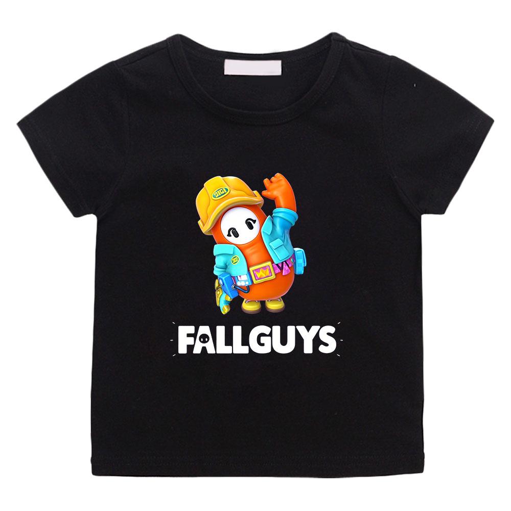 100% Хлопок Игра Fall Guys Детская Футболка Мультяшный Графический Принт Футболки Милый Повседневный Детский Топ Мягкий Круглый Вырез Короткий Рукав Летний
