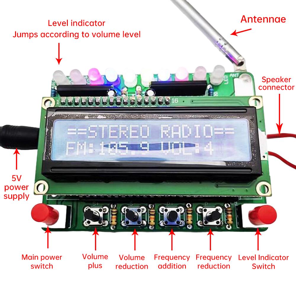 RDA5807 Цифровой FM-радиоприемник LCD DIY Комплект Электронный Комплект 87-108 МГц FM Радиоприемник Модуль Компонент Пайка Проект Практика