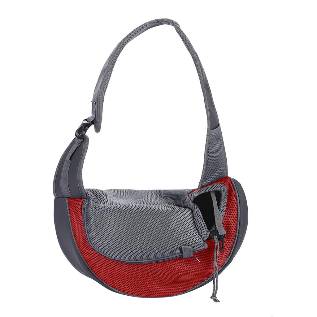 QCHOMEE Собака Питомец для Маленьких и Средних Переноска Регулируемая с Основанием Плечо Сетка Безопасность Диагональное Плечо Легко для Похода Красный Переноска, Слинг, Собаки,