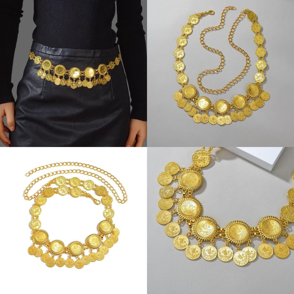 Gold Metal Coin Tassel Waist Chain For Women With Exotic Style Summer Jewelry