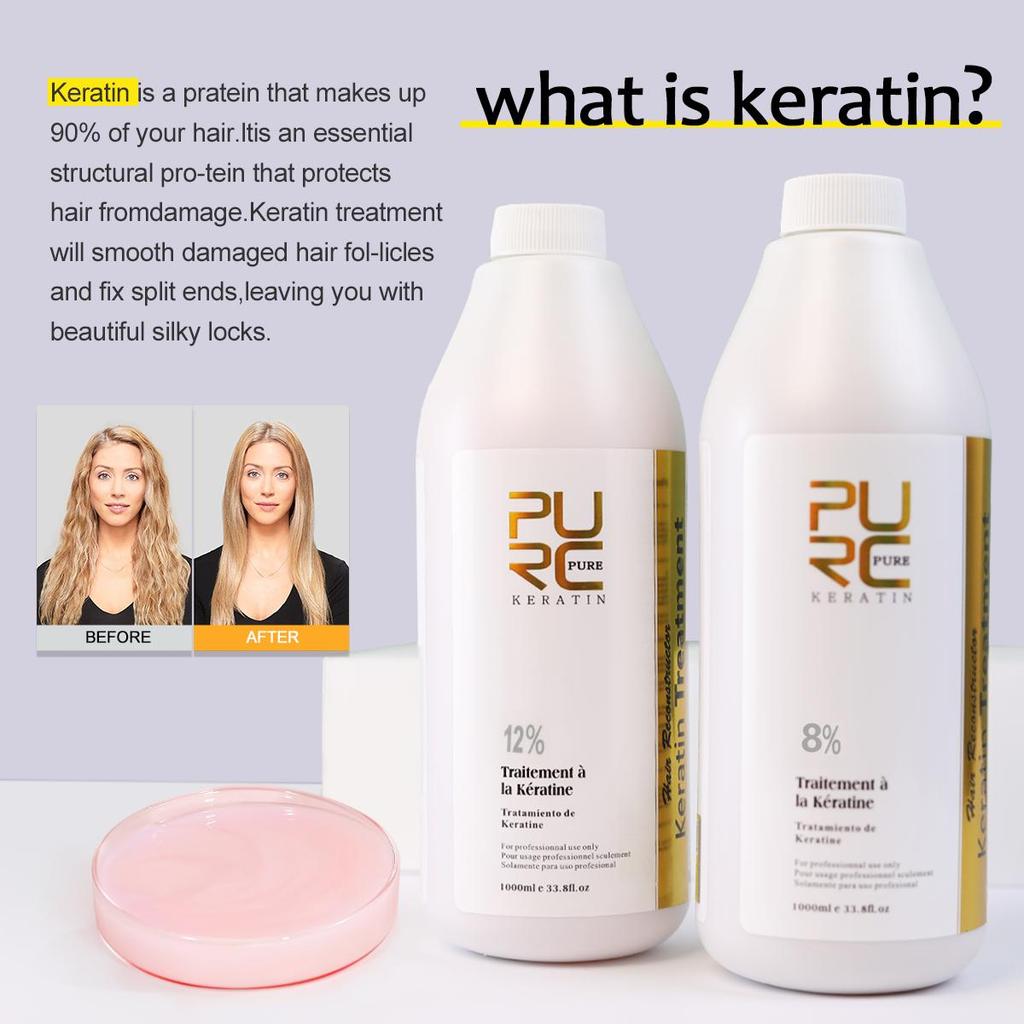 PURC 1000ml Keratin Hair Treatment Straightening Smoothing For Curly Frizzy Hair Repair Damaged Hair Care Products