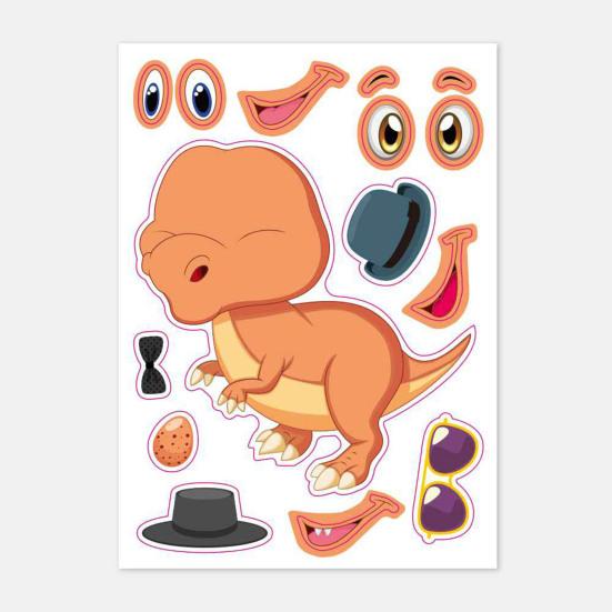 12 шт. детский набор, свой собственный стикер с динозавром, мультяшная игрушка-макияж, сделай сам, образовательная школьная награда