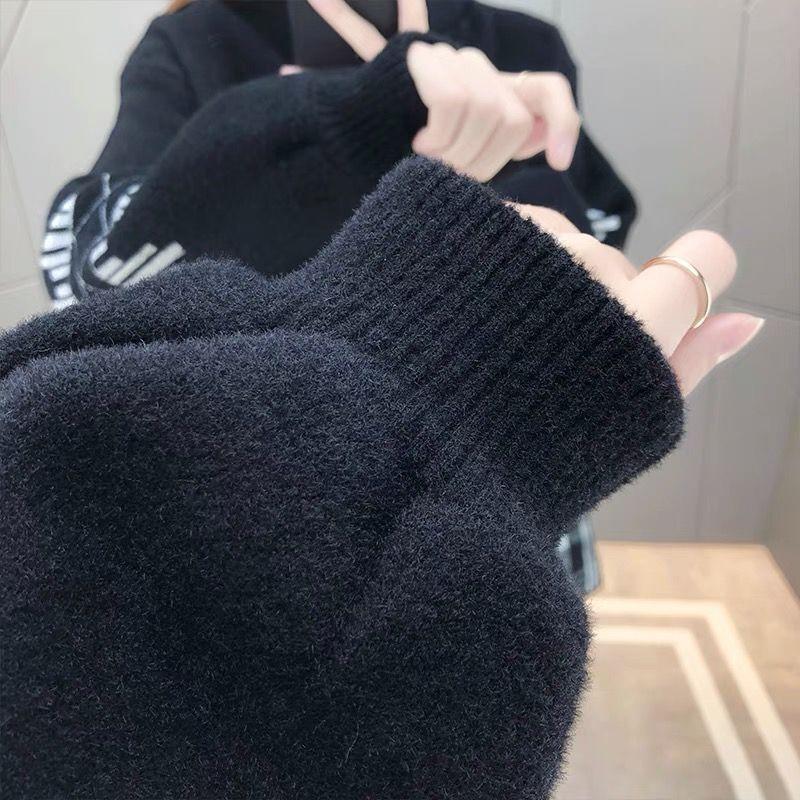 Korean Version of Women's Small Fragrance Style Woolen Coat, Spring and Autumn, Round Neck, Grid Pattern, Zipper, Pockets, Knit Cardigan