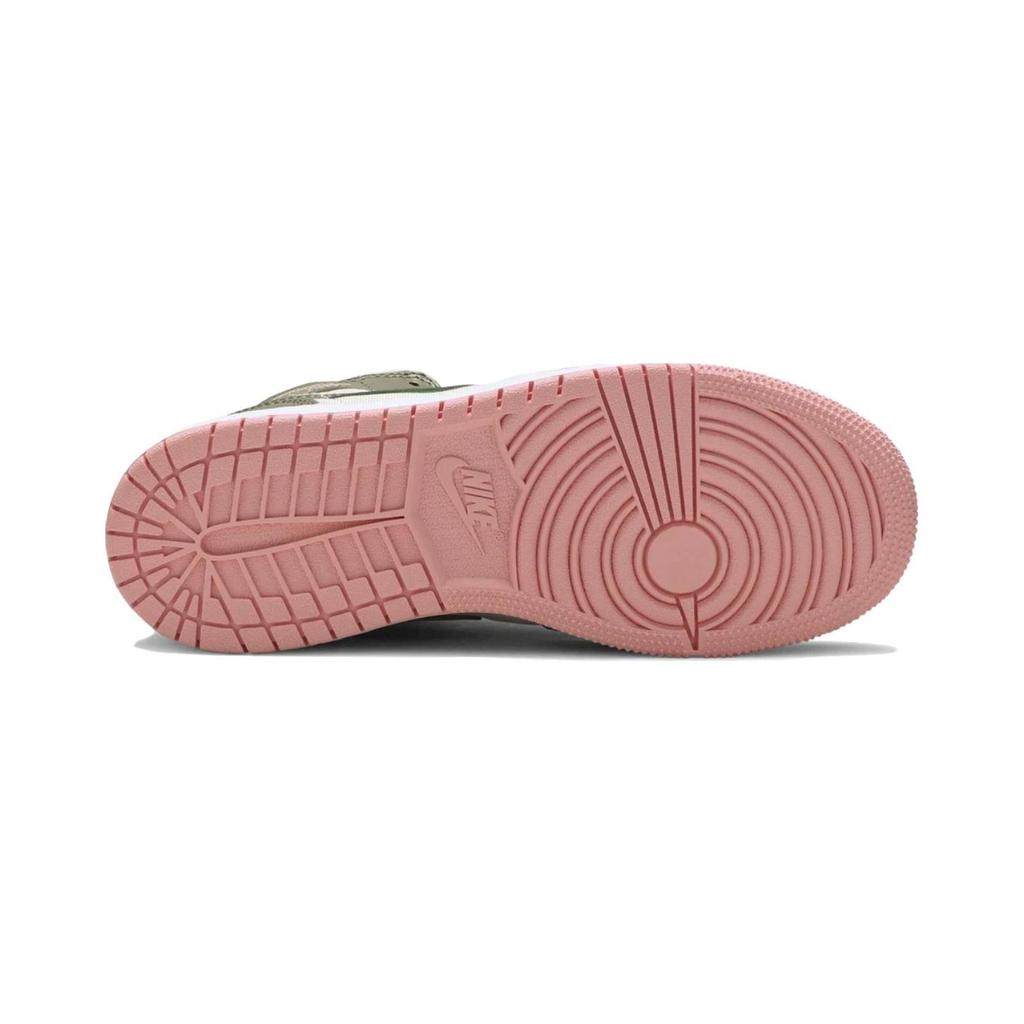 Детские кроссовки Air Jordan 1 Mid GP Trooper Bleached Coral Green Light-Orewood-Brown 640737-225